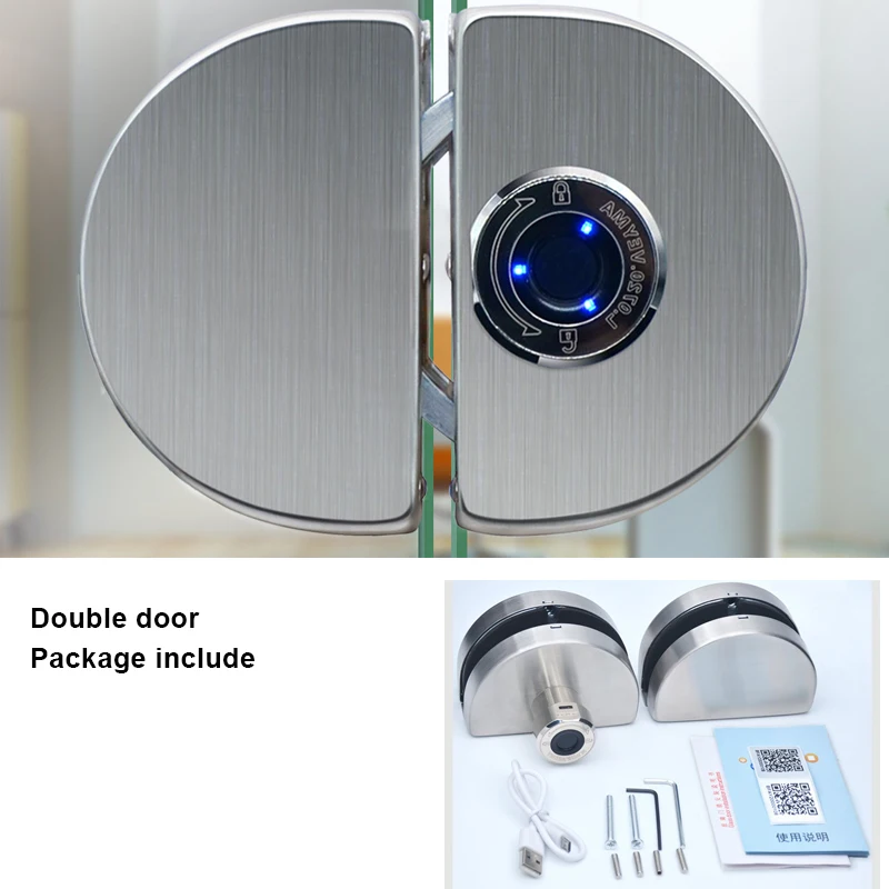 

Frameless glass door fingerprint lock flat sliding door single open double glass door semiconductor electronic fingerprint lock