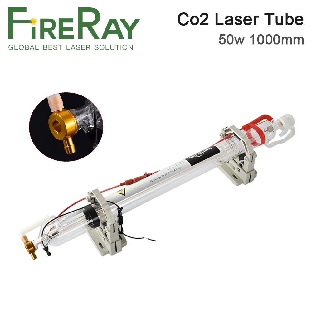 

Стеклянная Лазерная Co2 трубка Fireray 50 Вт, Лазерная лампа 1000 мм для лазерного гравировального станка, запасные части маркировочного оборудования