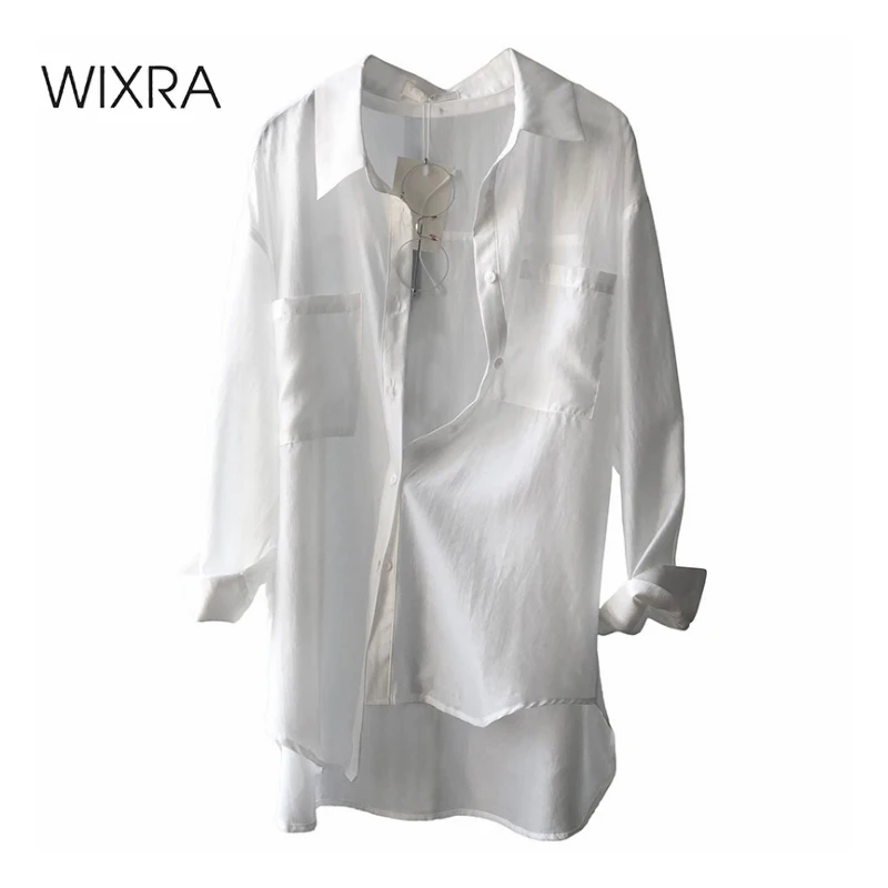 

Wixra Women's Solid Blouses Loose Stylish Simple Tops Turn-Down Collar Casual Korean Style Shirts For Summer