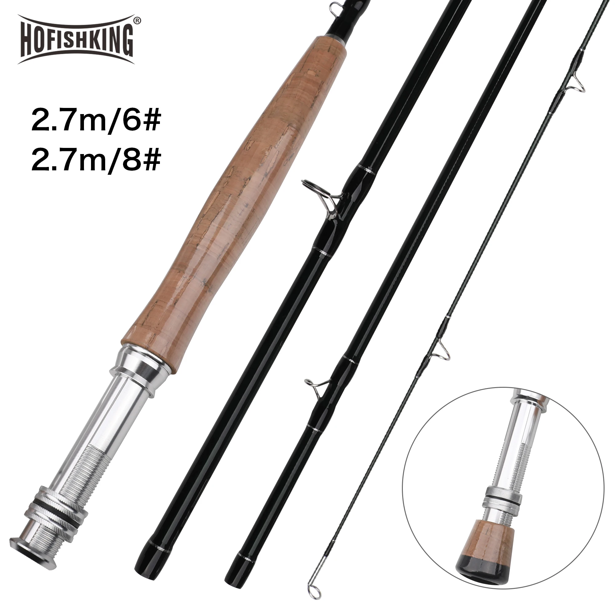 BIUTIFU PHISHGER Fly Fishing Rod 9FT 6#/ 8# Light Weight Travel 100%Carbon Fiber Medium Fast Flying Trout River Stream Lure Pole