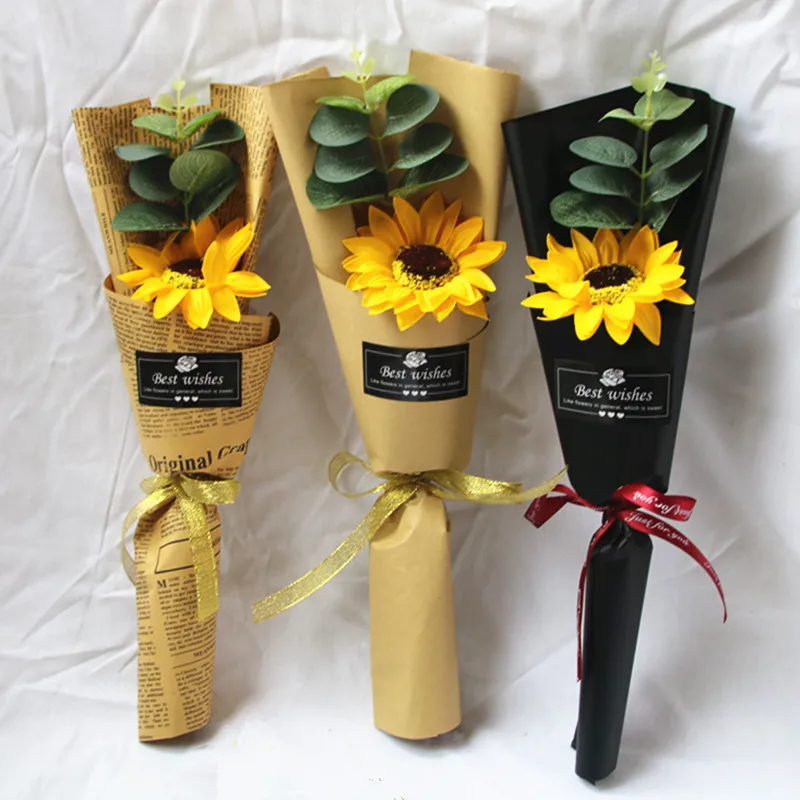 

Soap Simulation Sunflower Bouquet Gift Teacher's day Father's Mother's day eternal flower Wedding Holding Flower Home Decor, 1PC