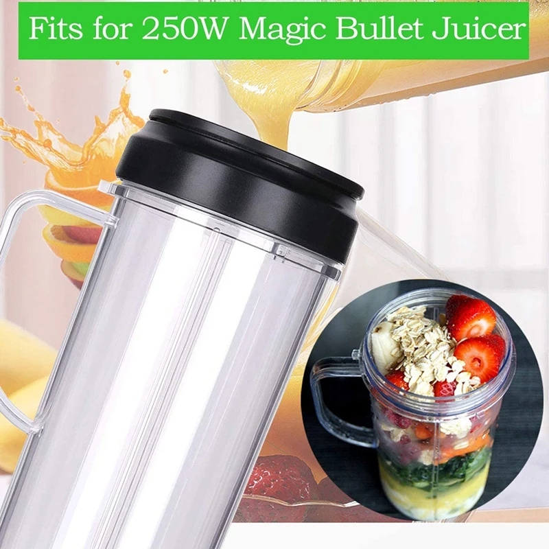 

22 Oz (Approximately 650.6 Ml) Tall Cup with Flip-Top Lid and Cross Blade Replacement for ic 250W MB1001 Blender