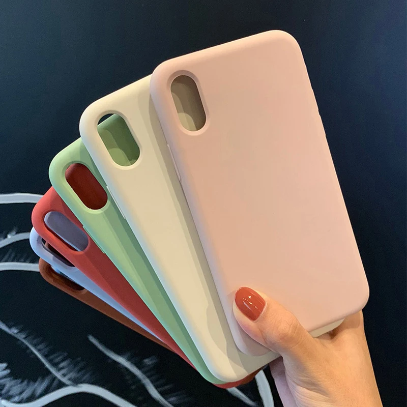 Phone case for iphone 7 8 Plus Original Official style Silicone Case apple plus No Logo Coque XR Cover Fundas |