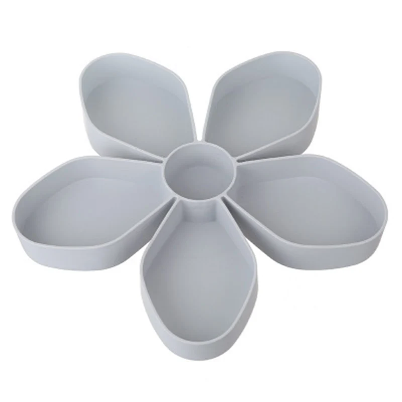 Flower Gray MICCK в форме лепестка, вращающаяся коробка для закусок, поднос для конфет, коробка для хранения продуктов, свадебные конфетные тарелки, двухслойный сушеный органайзер для фруктов для хранения - Цвет: Flower Gray