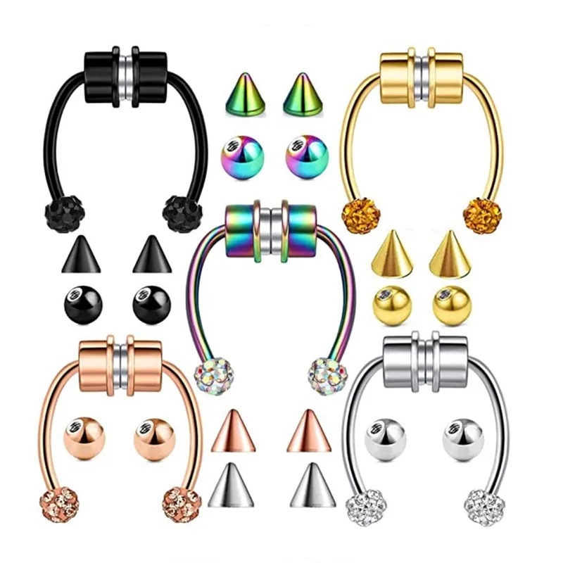 

2021 Fake Piercing Nose Ring Alloy Nose Piercing Hoop Septum Rings For Women Body Jewelry Gifts Fashion Magnetic Fake Piercing