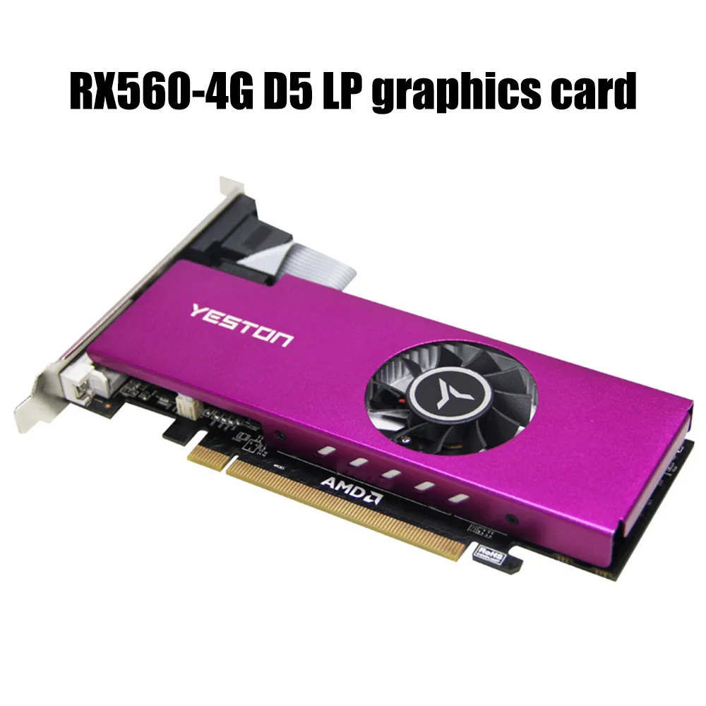 

Yeston RX560-4G D5 LP XL2 Graphics Card 14nm 1200/6000MHz 4G/128bit/GDDR5 VGA + HDMI-Compatible + DVI-D Video Graphics Card