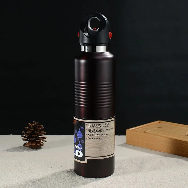 

Cycling Water Bottle One-handed Quick Open Car Cup Outdoor Handle Travel Pot 304 Stainless Steel Sports Bottle Thermos