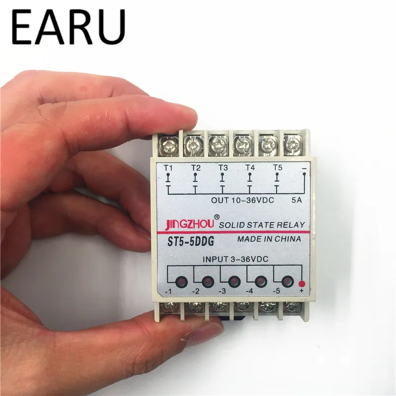 1pc 5DDG 5 Channel Din rail SSR Quintuplicate Five Input 3~32VDC Output 5~36VDC Single Phase DC Solid State Relay PLC Module images - 6