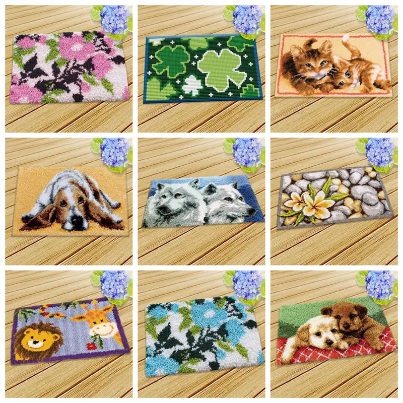 Prajna набор крючков с вышивкой в контрастном стиле ковер Холщовый вязаный коврик