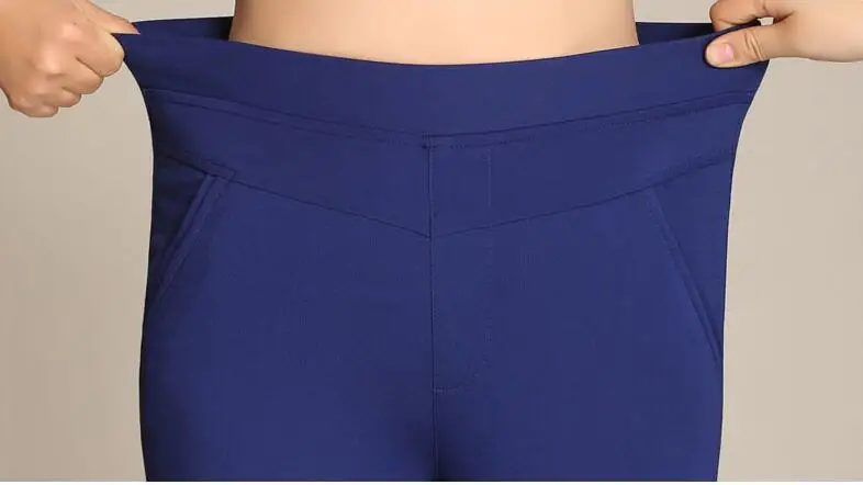 Высокая талия женские 2019 зимние стрейч офисные рабочие брюки плюс размер широкие