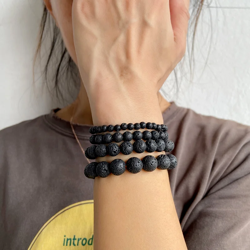 Браслет из натурального камня агата с бусинами 4, 6, 8, 10 мм для женщин и мужчин на вечеринке, в подарок друзьям и любимым. Оптом.