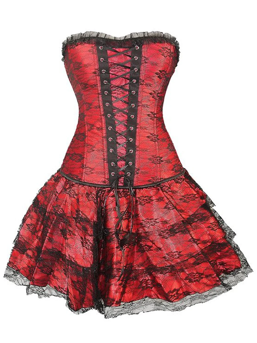 

Corsets Sexy Women Black Gothic Vintage Sweet Elegant Casual Tops Intimates Lace Corset Dress Female Fashion Retro Green Corsets