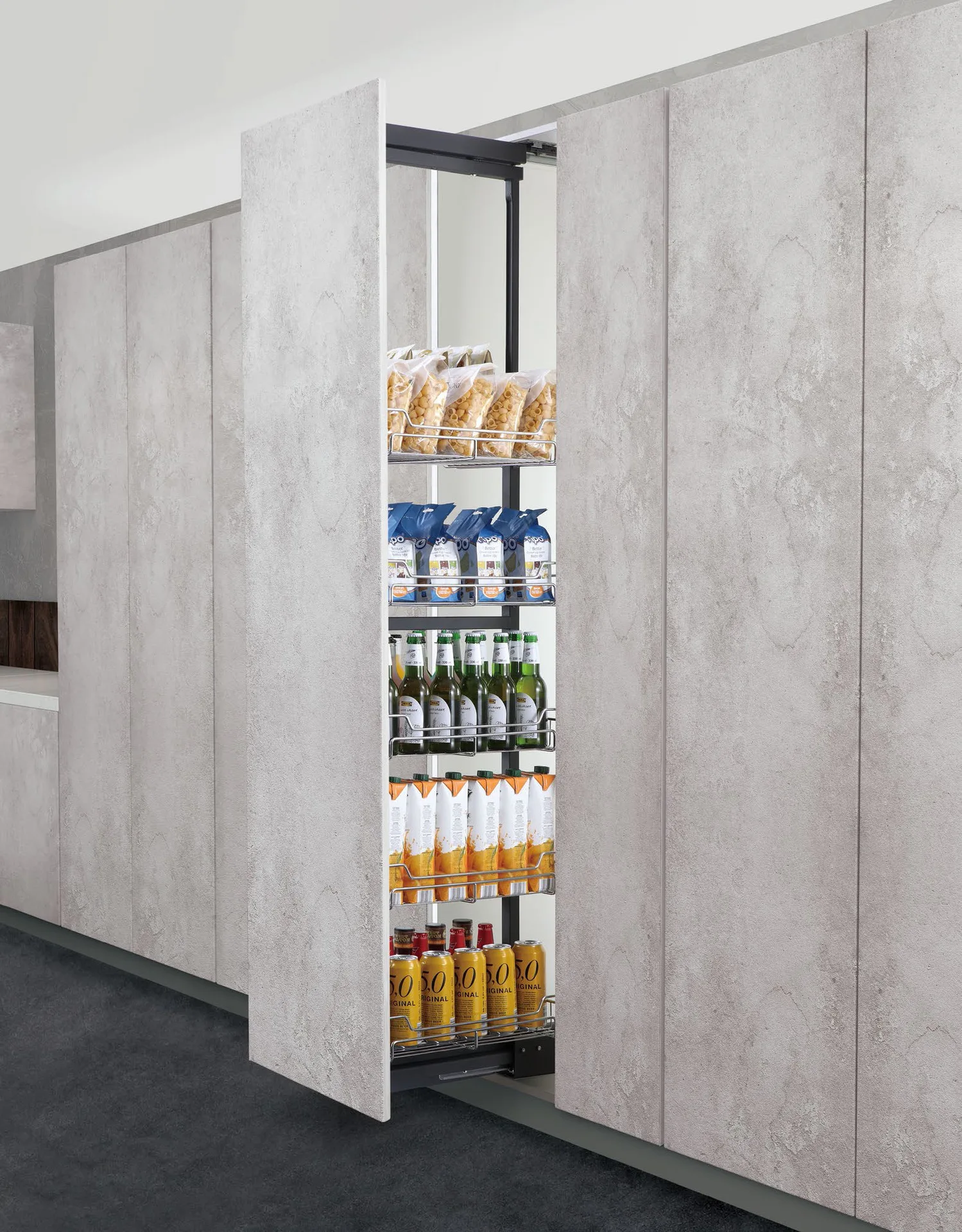 

Специально для узких, высоких и мелких корзин для шкафов, Многоуровневая направляющая для корзины, крепление сверху и снизу, демпфирование ...