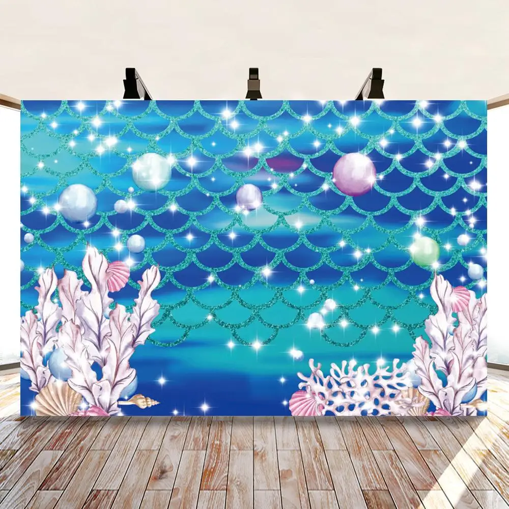 

Photography Backdrop Mermaid Scales Glare Birthday Banner Photo Studio Booth Background Newborn Baby Shower Photocall Decoration