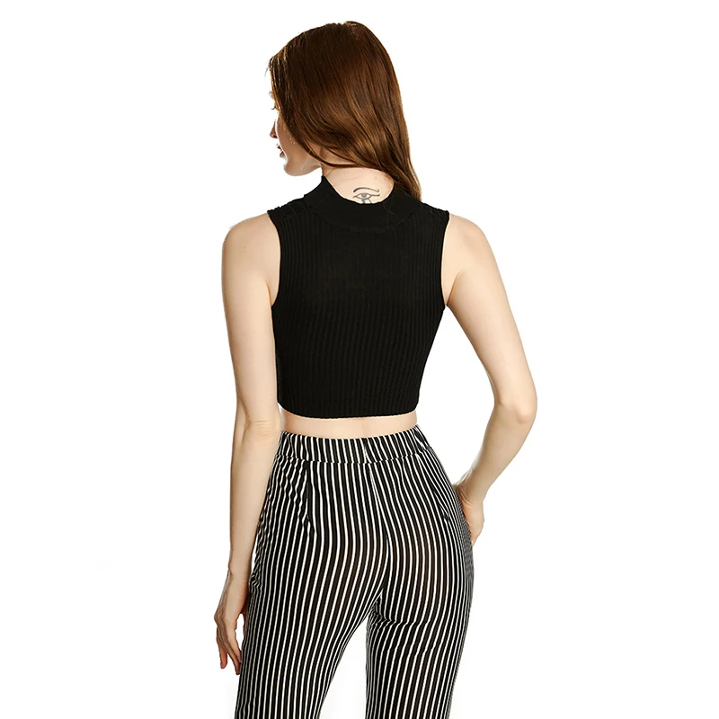 Без рукавов с высоким воротом Пуловер крест накрест обернуть свитер жилет