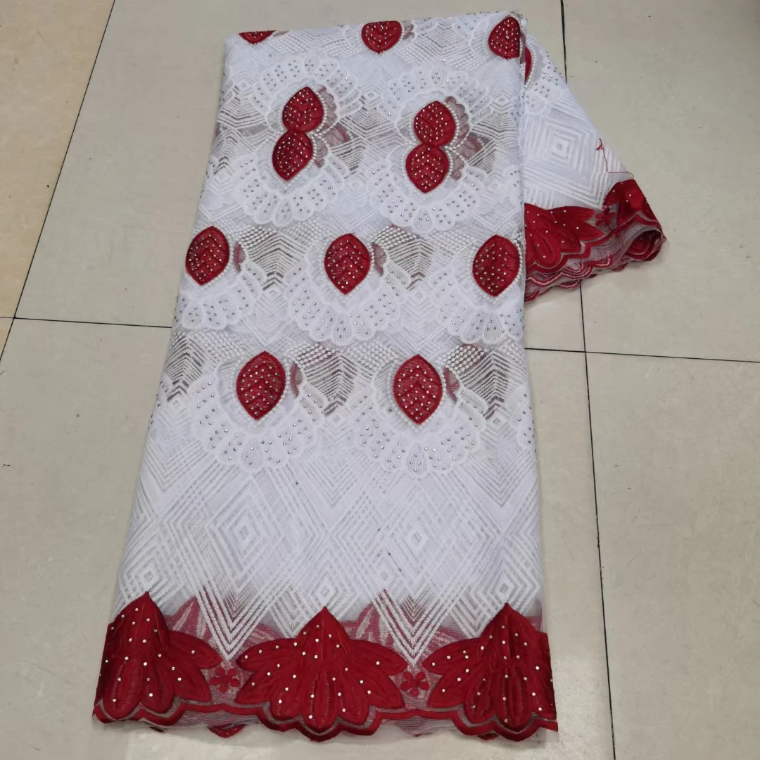 

2021 Latest French Nigerian Lace Fabrics High Quality Tulle African Lace Fabric Wedding Stones French Tulle Lace