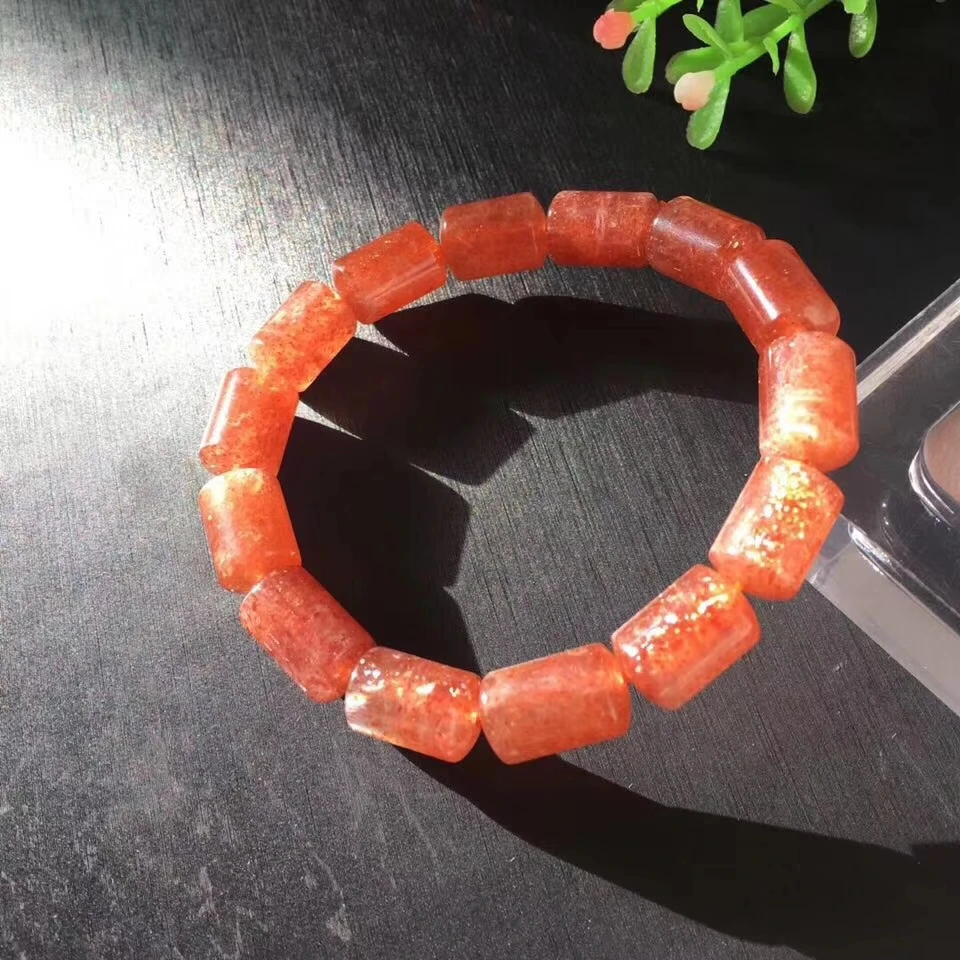 Натуральный Золотой Кристалл из клубничного кварца браслет женский золотой Sunstone