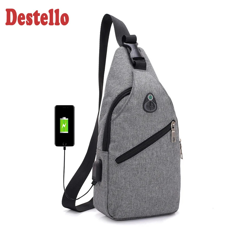 Нагрудная сумка мужская, с выходом USB для зарядки и защитой от кражи от AliExpress WW