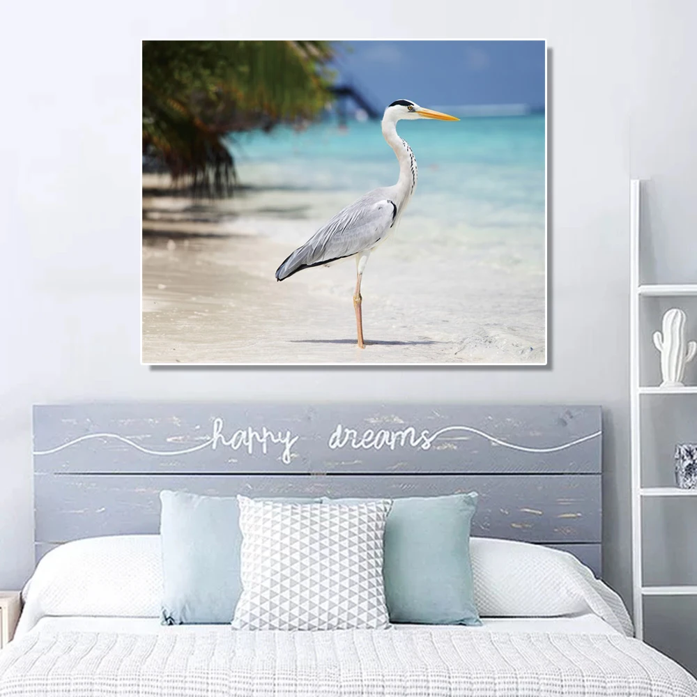 Laeacco Холст Каллиграфия Картины Морской Животные Постеры и Печати Журавли Птицы Стена Картина Картины Для Гостиной Декор Дома.