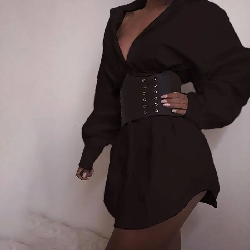 Сексуальное платье-рубашка с глубоким v-образным вырезом женское тонкое короткое