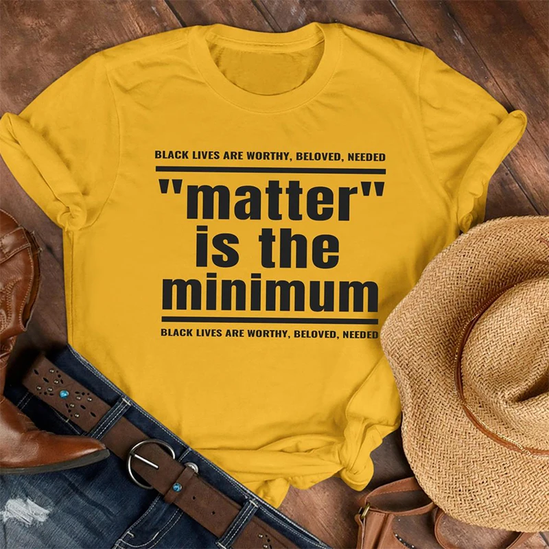 

Black Lives Matter Slogan Letters Printed Female Shirts Summer Short Sleeve Cotton Graphic Tees Plus Size Melanin Equal Shirt