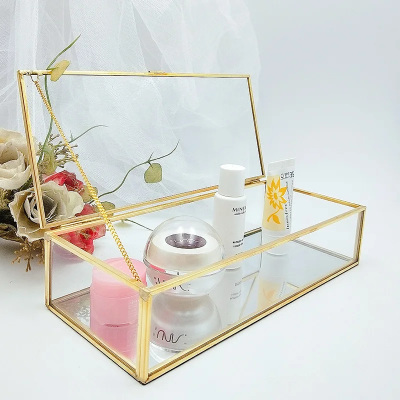 Органайзер для косметики стеклянная шкатулка хранения ювелирных украшений