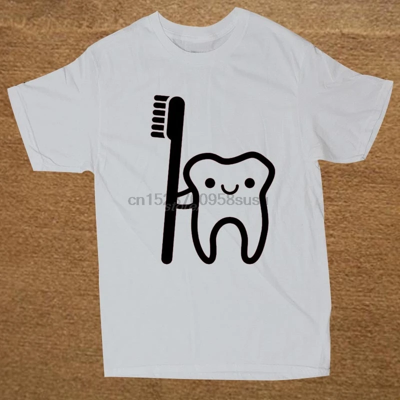 Новинка летняя футболка с зубными зубами и зубной щеткой хлопковые повседневные
