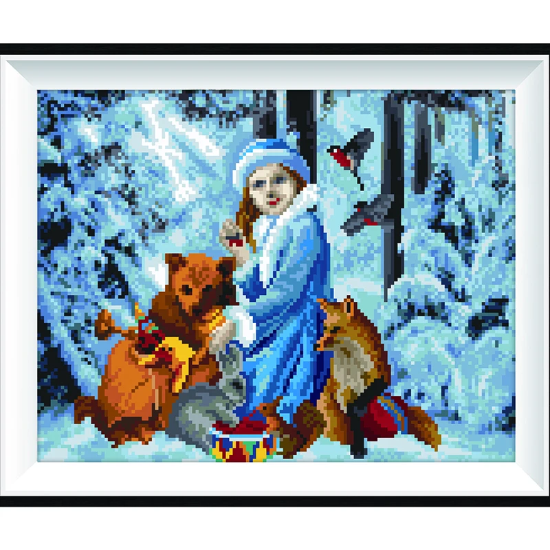 Алмазная 5D картина сделай сам для рисования маленькой девочки на снегу блестящая