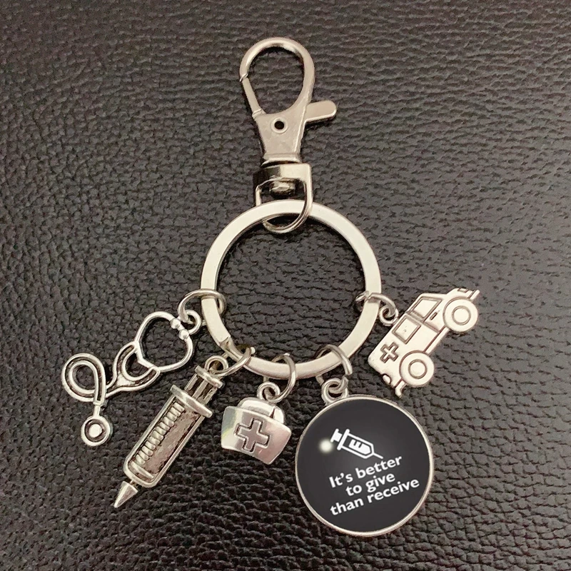 Новый продукт креативный доктор сувенир брелок шприц стетоскоп стеклянный кулон