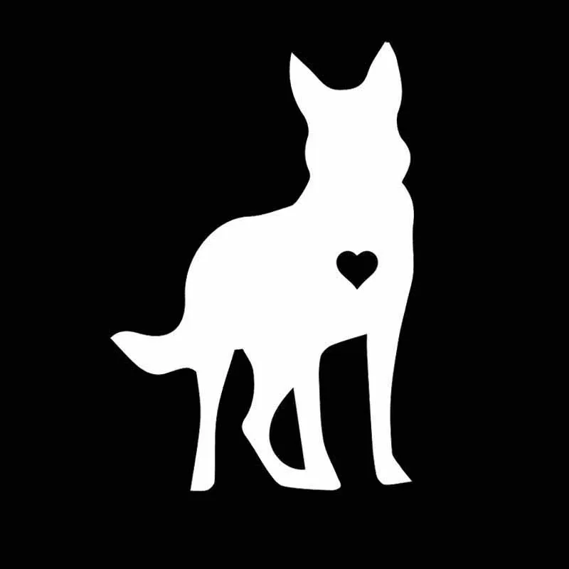 

11.3CM*16.8CM German Shepherd Heart Silhouette Vinyl Car Sticker Decals Black/Silver C2-3147