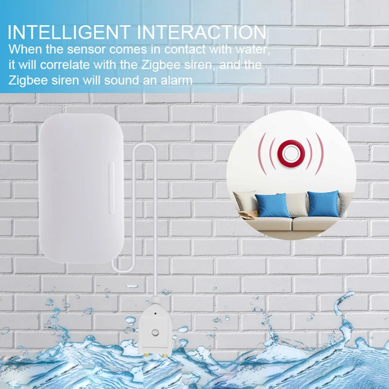 

Household Overflow Water Flooding Detector+Gateway Tuya Smart Zigbee Water Leakage Sensor Alarm