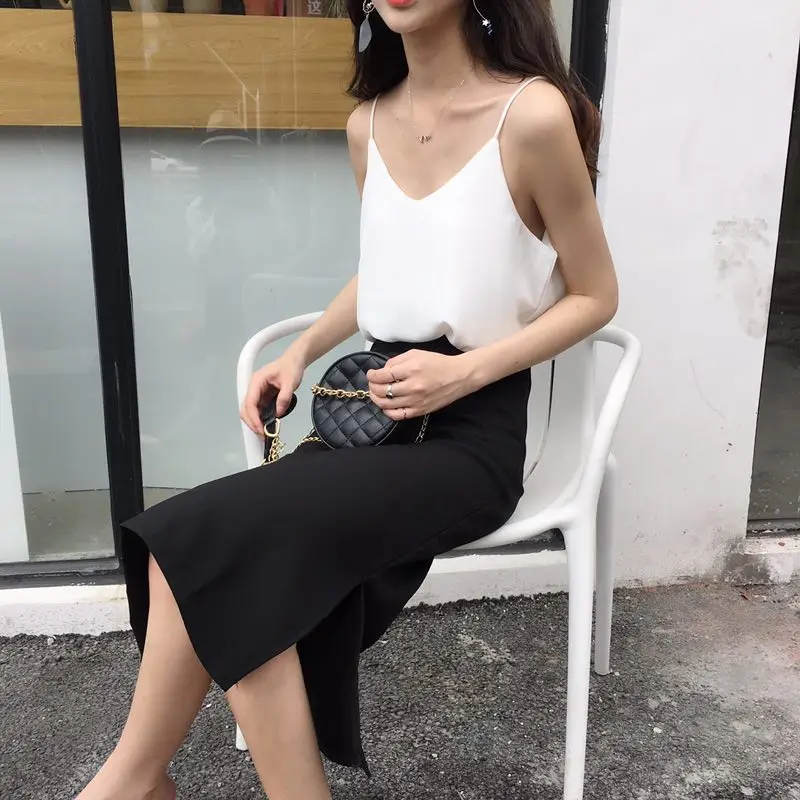 Топ женский шифоновый однотонный с V-образным вырезом разные цвета | Женская