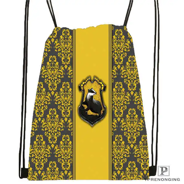 Custom Hufflepuff-Гарри-Поттер-походная сумка на шнурке милый рюкзак для детей(черная спинка) 31x40 см#2018612-01-(12