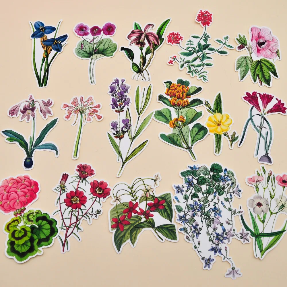 

21pcs Beautiful Orchid Flower Sticker plant Clivia Handbook Diary Letter Paper Pegatinas Album Decoration Adhesive Stickers