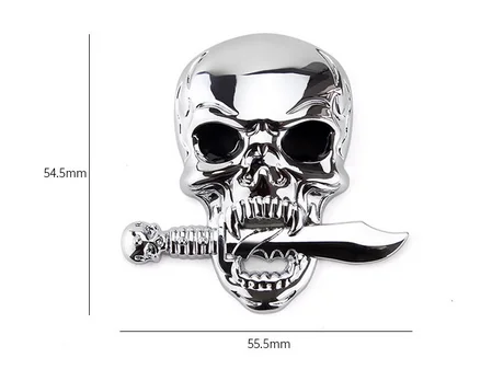 

3D Auto Stickers Metal Skull Shape Chrome Badge Emblem Decal Motorbike Modified Car Accessories
