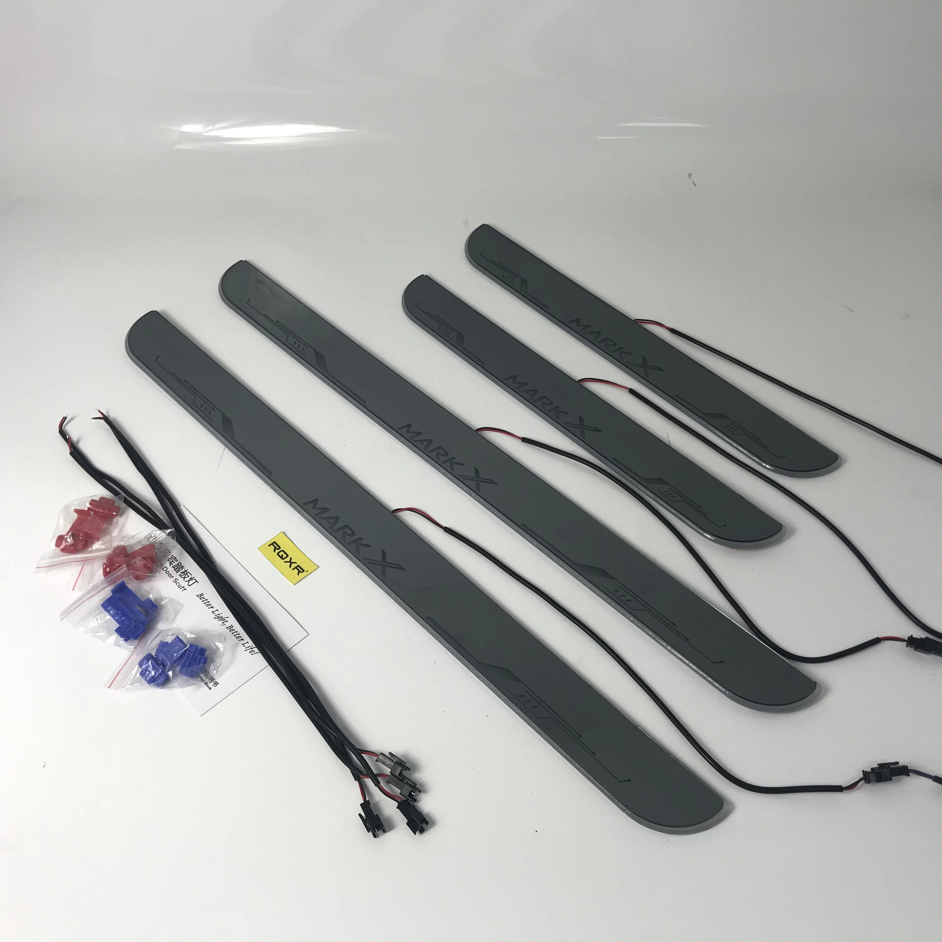 

RQXR led moving door scuff for Toyota mark xdynamic door sill plate flat lining overlay flow/fixed light