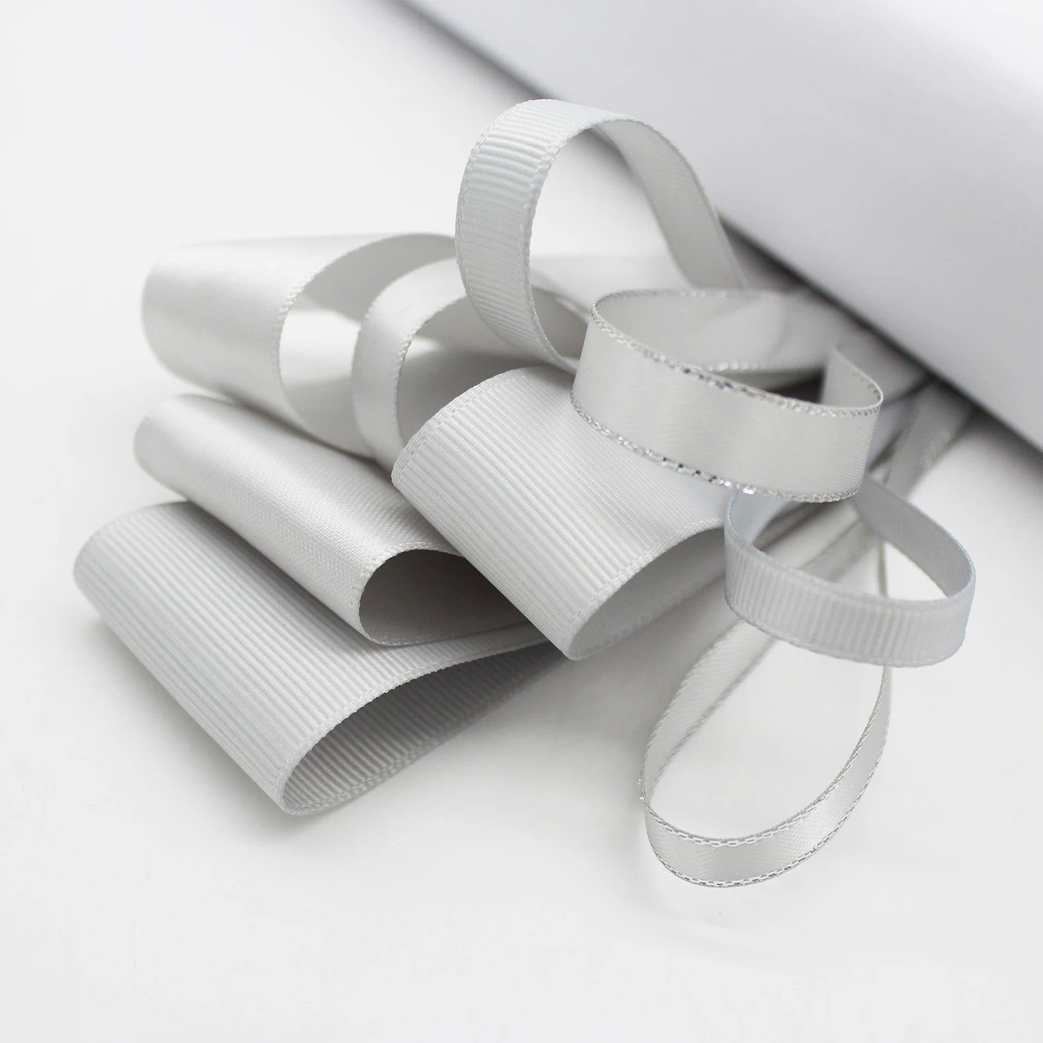 5 Meter/Lot Shell Grey Solid Color Sliver Edge Satin Ribbon Polyester Grosgrain Silk Tapes for DIY Making Accessories | Дом и сад
