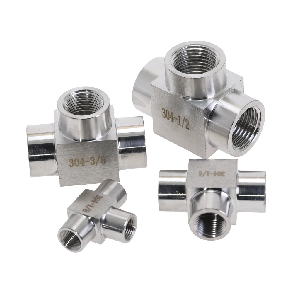 304 нержавеющая сталь 1/8 &quot1/4&quot 3/8 &quot1/2&quot BSPT Женский тройник с резьбой 3 способа