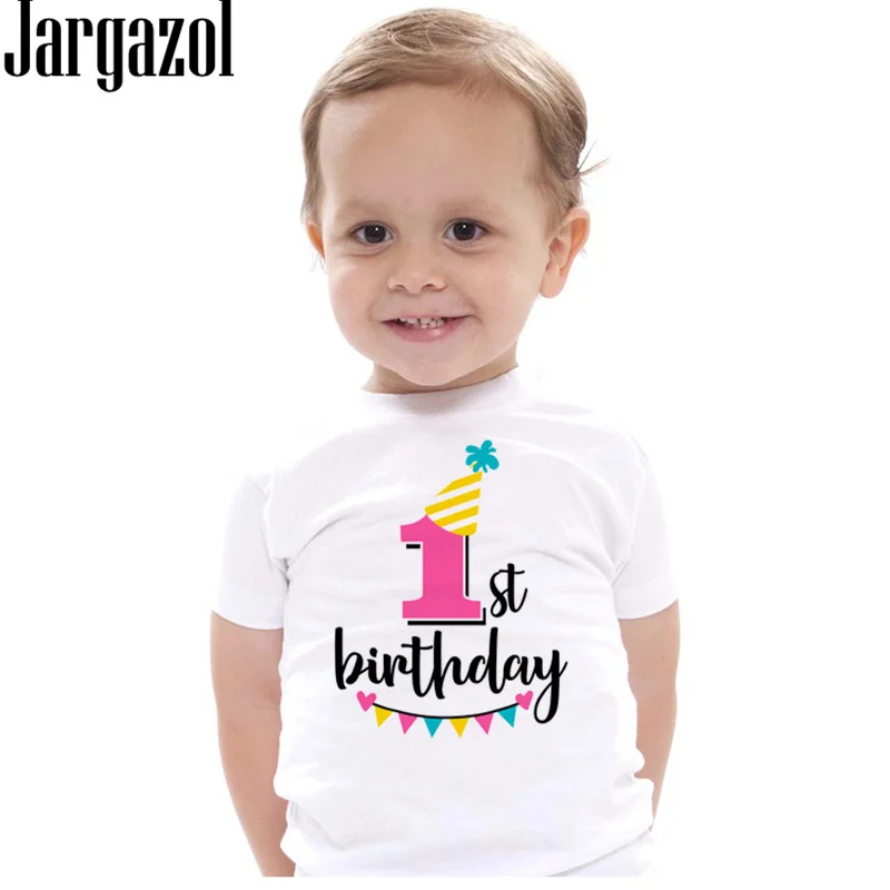 Jargazol/футболка с днем рождения футболки короткими рукавами топы для девочек вечерние первого дня Одежда