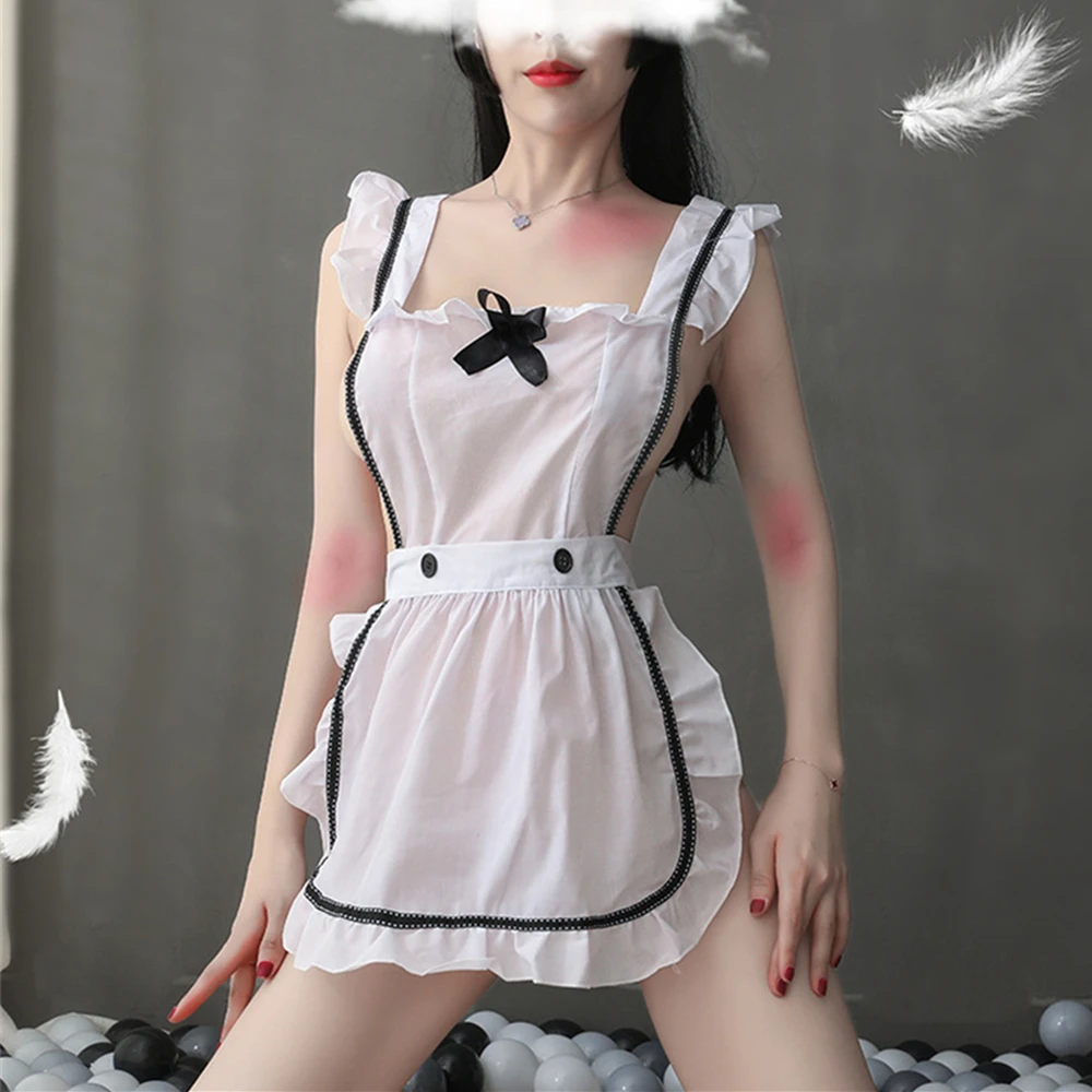 

WOAIXDD сексуальное женское белье Косплэй эротический костюм горничной комплект Эротическое розовое платье Для женщин мини-юбка наряд, одежда...