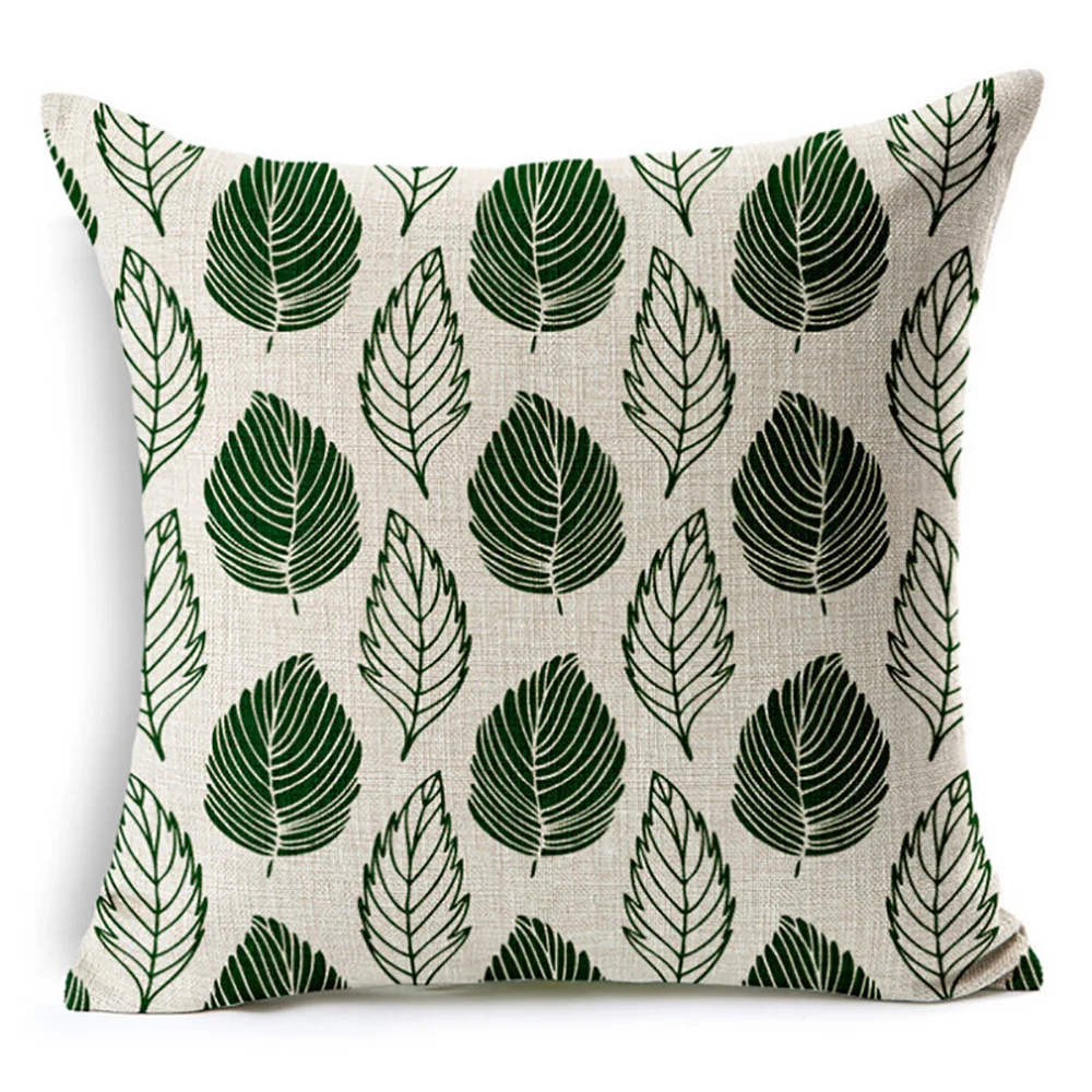 Чехол Lychee льняной с принтом листьев современный наволочка в пасторальном стиле
