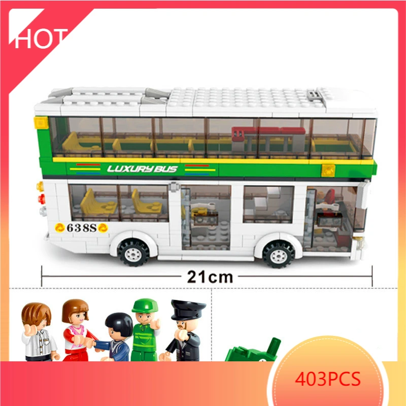 

403PCS Small Building Blocks City Double-decker Bus Compatible Toys Children Small Particle Gift Toys for Kids Unisex Plastic