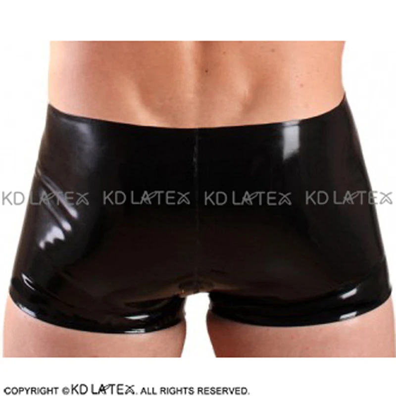 Black Sexy Latex Boy Shorts With Codpiece Button Front Rubber Boxer Underpants Underwear Briefs DK-0146 |