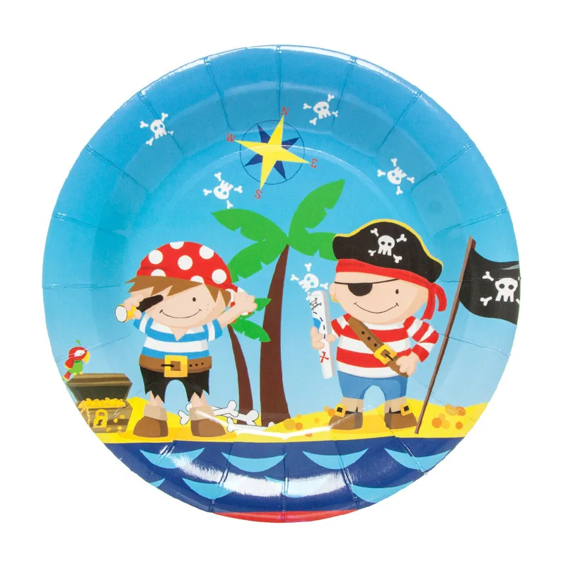 pirate 7 inch 6 шт./партия, 7 дюймов, 9 дюймов, новые милые бумажные тарелки с изображением животных из джунглей, тарелки для вечеринки с животными, для детей, товары для дня рождения - Цвет: pirate 7 inch