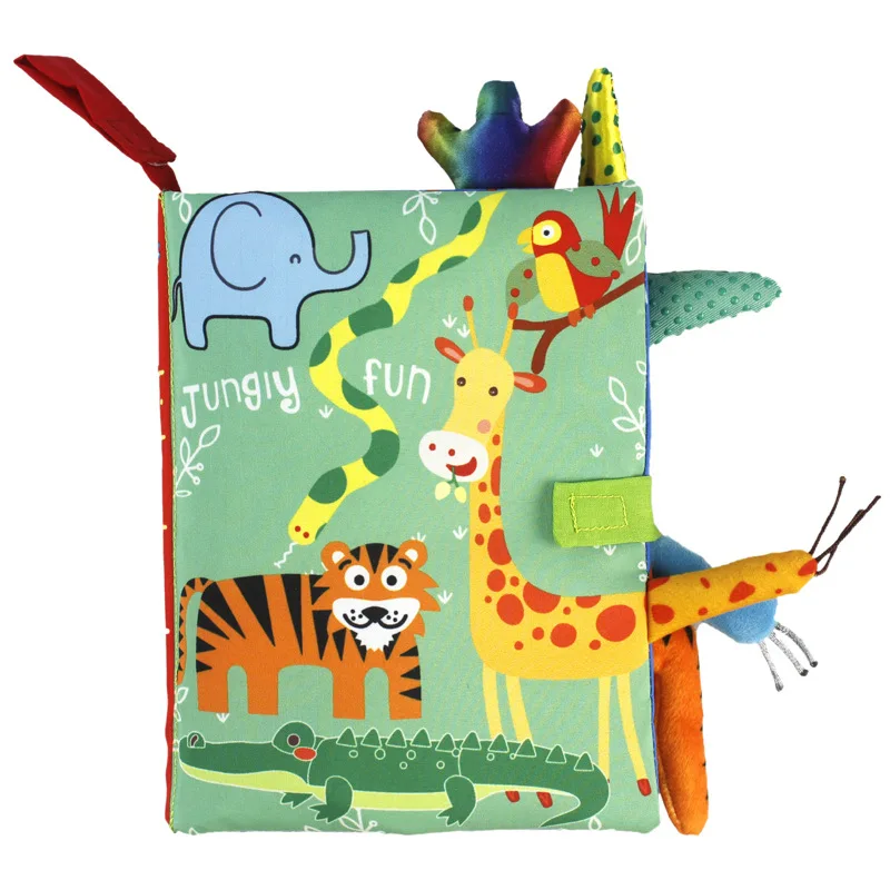 Juguete de aprendizaje temprano para beb&eacute; de 0 a 36M, libro de tela con sonido interactivo para padres e hijos, rompecabezas de papel, libro de tela con sonajero-0