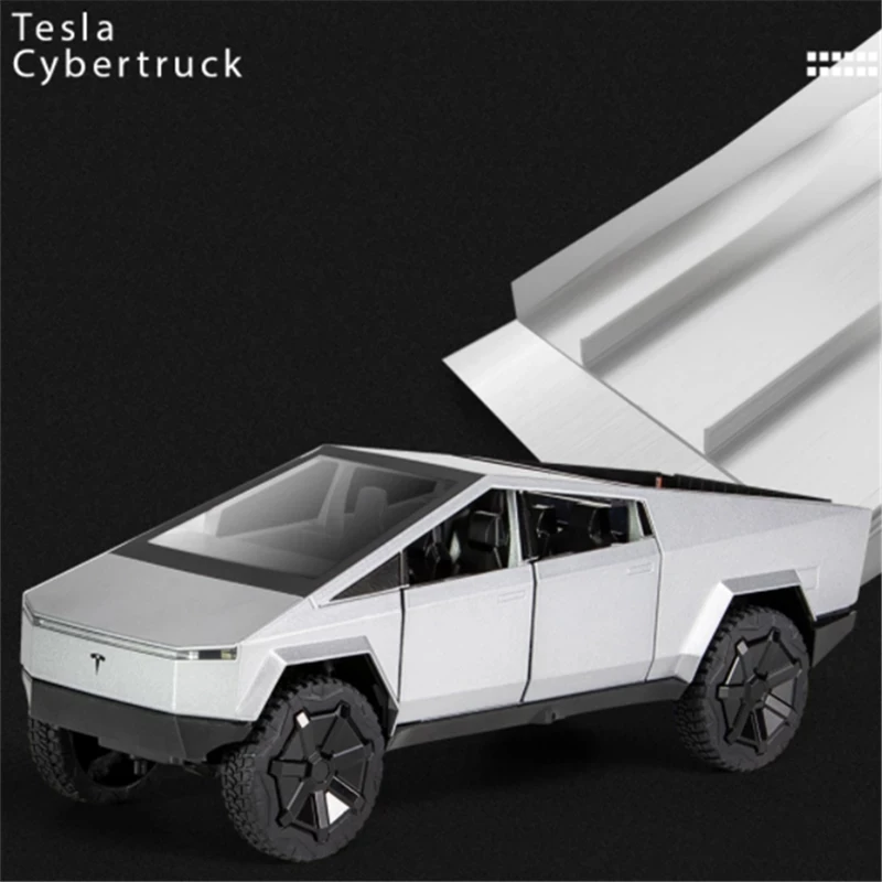 1:24 Tesla-Cybertruck пикап литая модель автомобиля из сплава игрушечный внедорожник