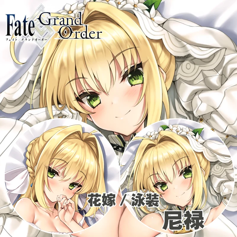 

Anime Fate/EXTRA FGO Flower Wedding Swimsuit Nero Claudius Dakimakura Hugging Body Pillow Case Long Cushion Pillow Cover