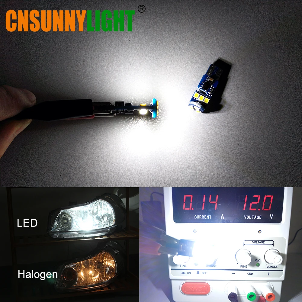 CNSUNNY светильник T10 W5W CAN шина без ошибок 2835 9SMD светодиодный лампы с клиновидным