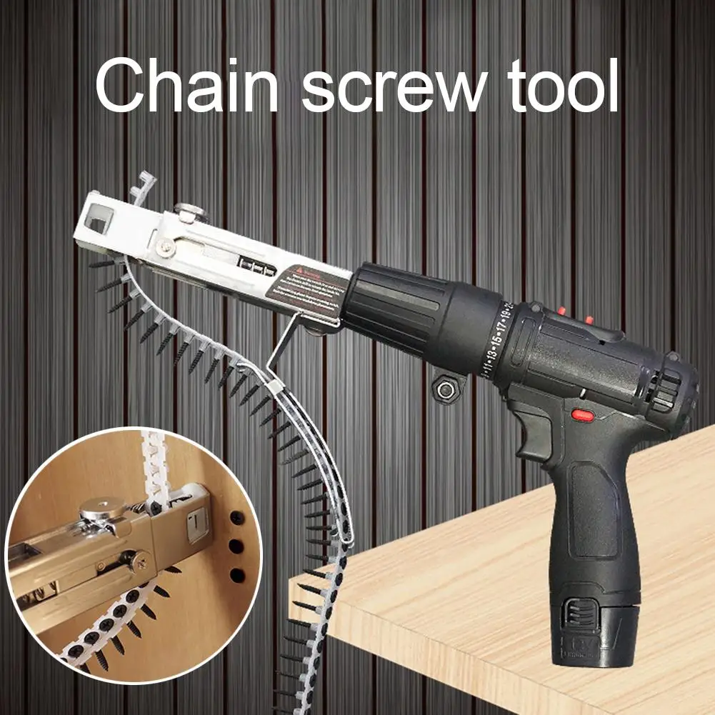 

Automatic Chain Nail Adapter Screw Dispenser for Electric Drill Woodworking Tool