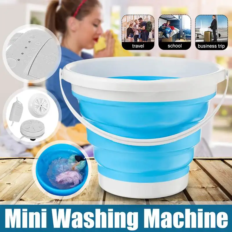 

4 Level Foldable Turbo Washing Adjustable Household Machine Rotating Ultrasonic Turbine Washer Charging Laundry Cleaner 10L